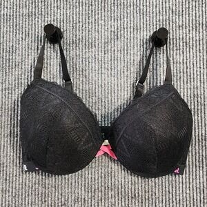 Joe Boxer Bra Womens 36DD Black Lace T-Shirt Underwire Padded Push Up Logo Band